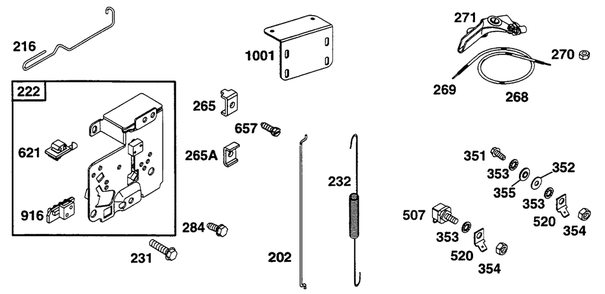 Controls Diagram and Parts List for 253702-0159-XX  Briggs and Stratton Engine